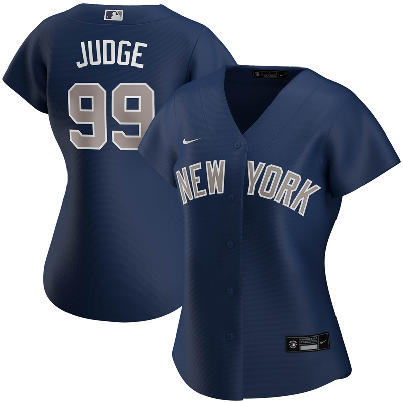 2020 MLB Women New York Yankees #99 Aaron Judge Nike Navy Alternate 2020 Replica Player Jersey 1->women mlb jersey->Women Jersey